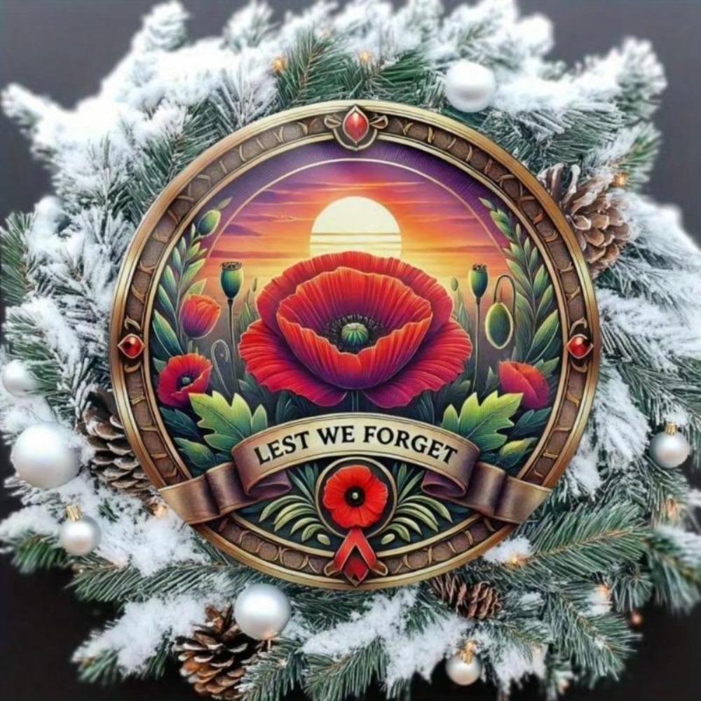 Memorial Aluminum Poppy Metal Sign Indoor Outdoor Wall Decor