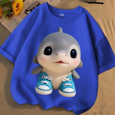 T-shirt Top Amusant Requin Meilleure Vente Pour Enfants Âgés de 2 à 14 Ans Garçons et Filles Décontracté Sport Extérieur T-shirt Col Rond