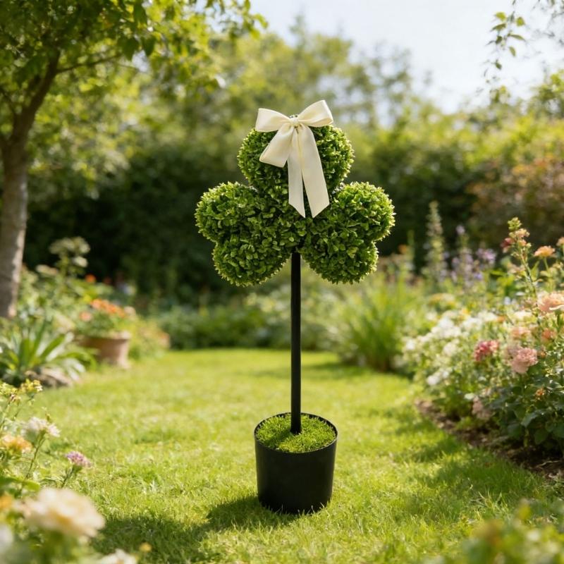 Artificial False Shamrock Plant In Pot No Maintenance Required For Holiday Decoration