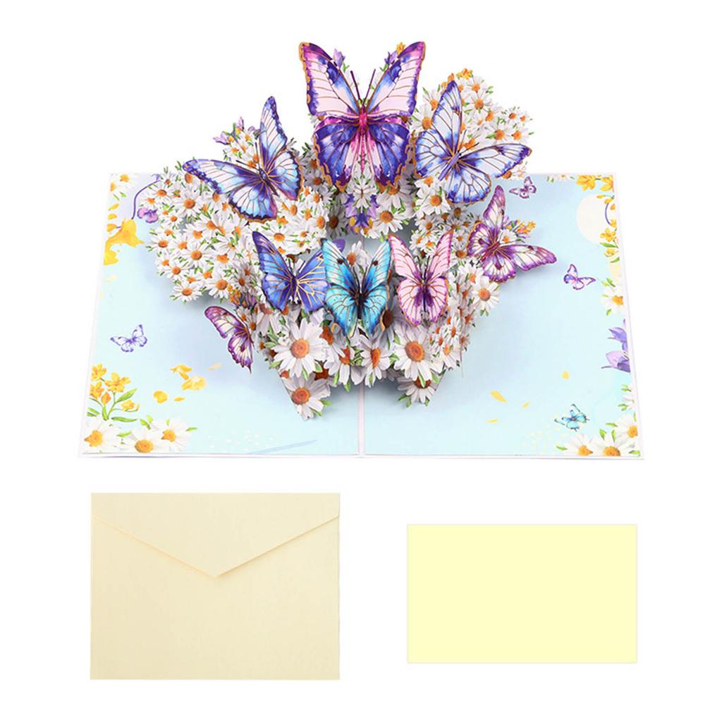 Greeting Card with Envelope Florals and Butterfly 3D Popup Blessing Card Birthday Card for Mother Girlfriend Daughter