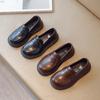 Britain Style Children's Leather Shoes for Boys Spring New Girls Retro Black Single Shoes Soft Moccasin Shoes for Children