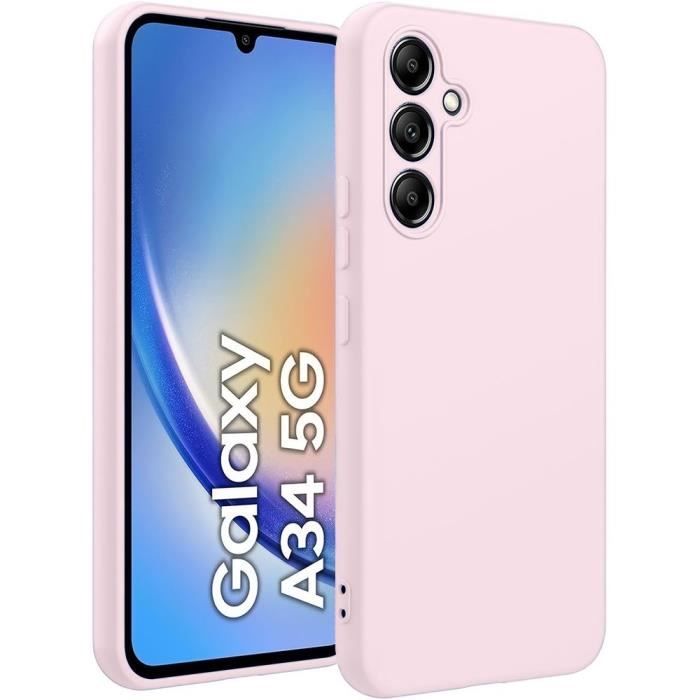 Coque - Samsung - Galaxy A34 5G - Silicone - Rose Clair - Ultra Slim Souple