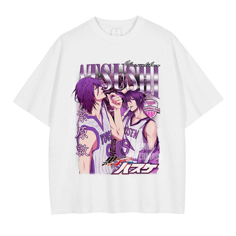 Anime Kurokos Basketball T-Shirts Oversized Midorima Vintage Washed T-Shirt Retro Kagami Taiga Daiki Akashi T-Shirt für Mann
