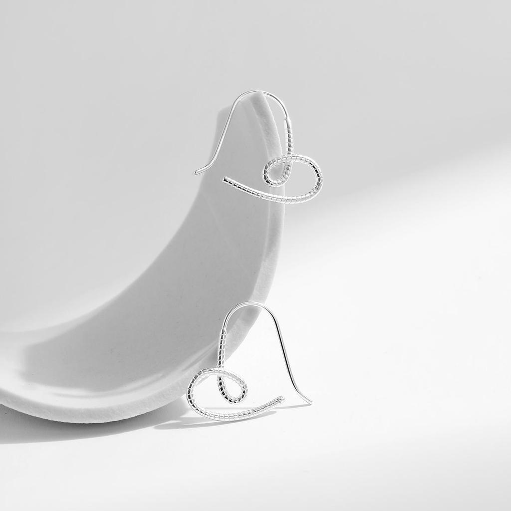 Modian Vintage Lijnen Hart Oorbellen 925 Sterling Zilver Romantische Hartjes Oorbellen Klassieke Bruiloft Sieraden Voor Vrouwen Grils