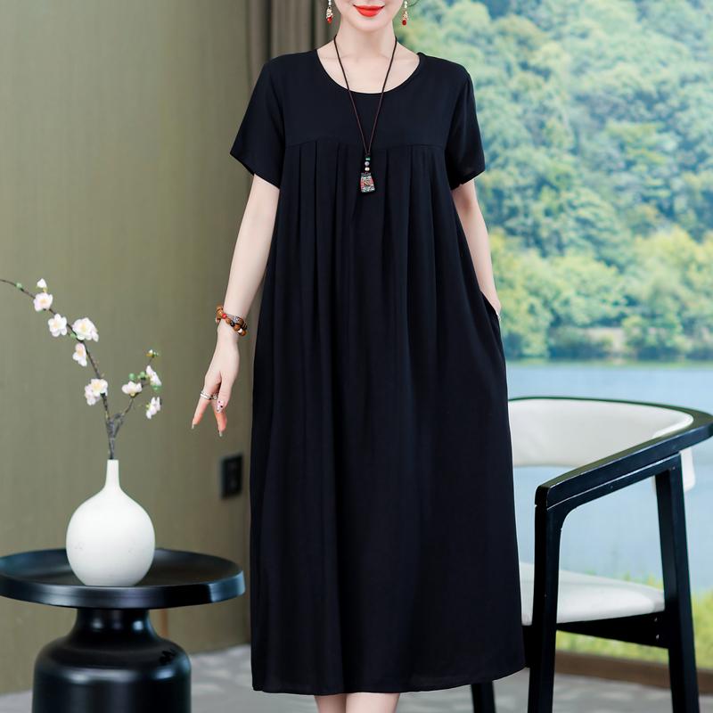 

Елегантні жіночі сукні великих розмірів. Повсякденна вільна вінтажна довга сукня з короткими рукавами 3XL