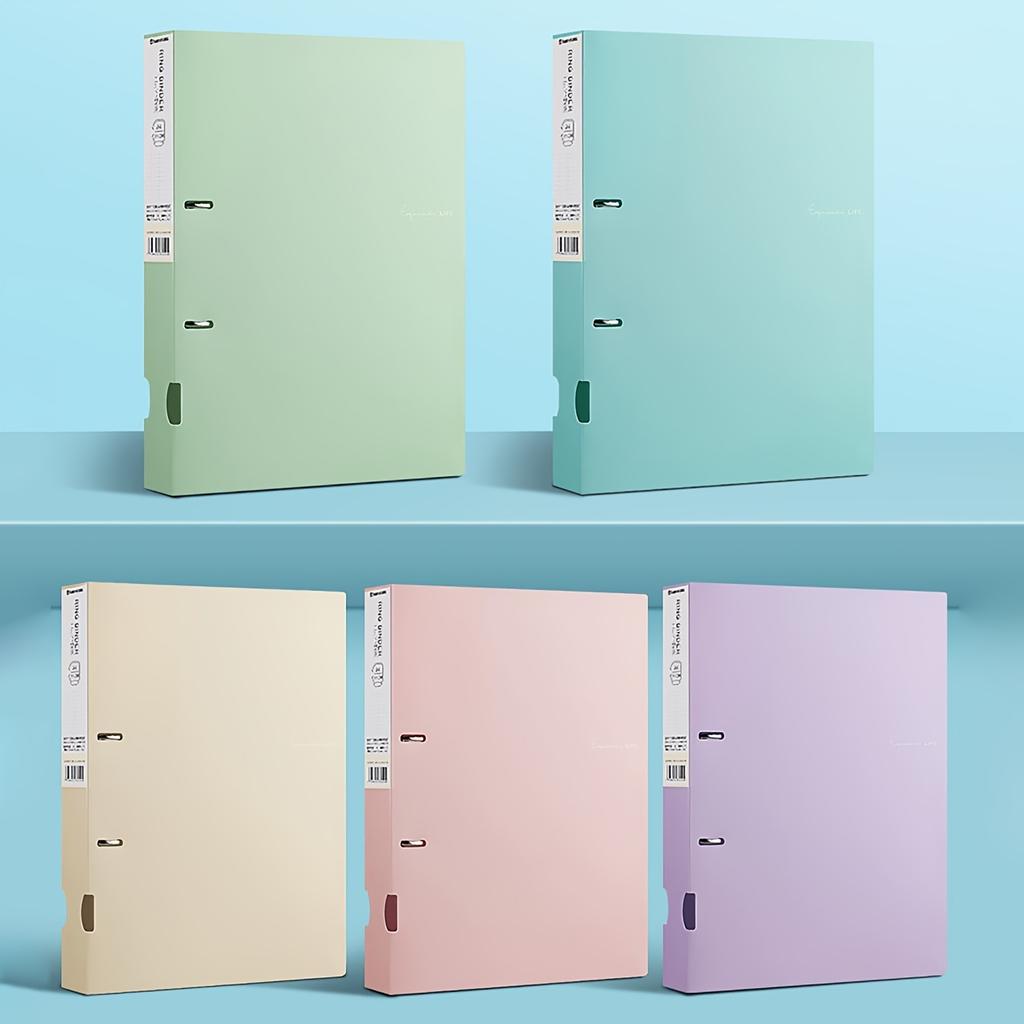 [A4 Size Durable File Folder] 1pc, A4 Size, Colorful PP Folder with 2-Hole D-Ring Binders, Plastic File Organizer, Office Supplies