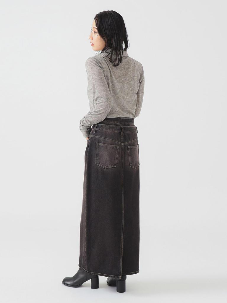 B:MING LIFE STORE by BEAMS Overdyed Denim Skirt (S-M) Women's Black Medium