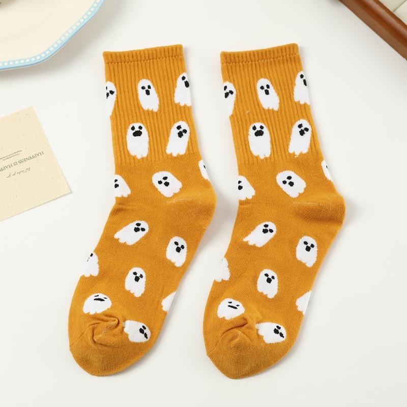 Socks Halloween Unisex Spring and Autumn Cartoon Ghost Ins Versatile Color Mid Tube Socks