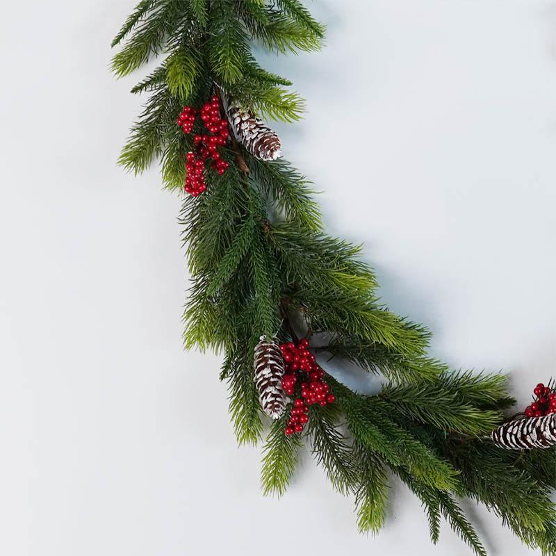 European & American Christmas Soft Rubber Flocked Pine Cone Red Berry Vine Decoration