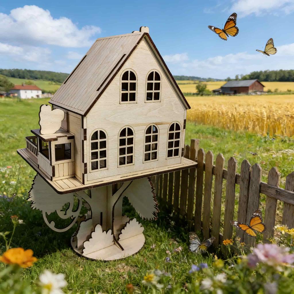Treehouse 3D Wooden Puzzle Scale Miniature DO-IT-YOURSELF Miniature Kit Handcrafted Present Home Decor Assembly Toy