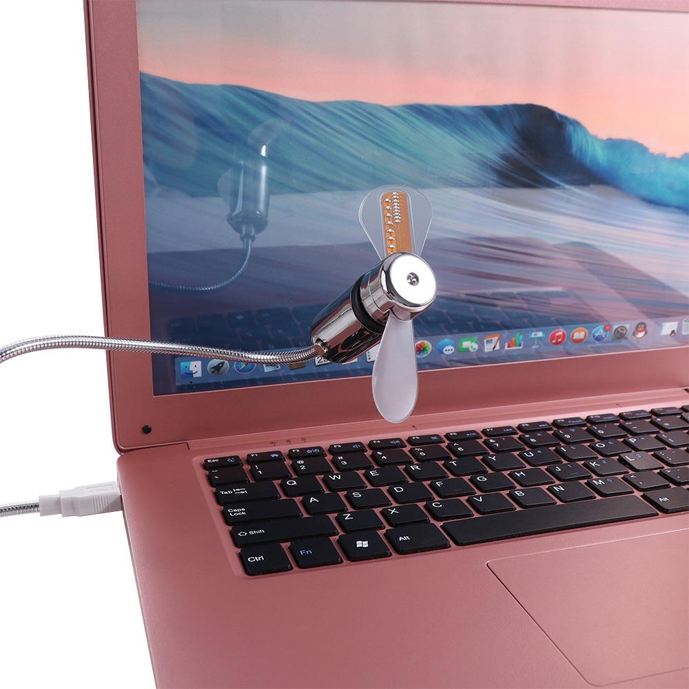 Time Temperature Display LED Clock  Fan Flexible Gooseneck Clock Cool  Fan Hand   PC Notebook