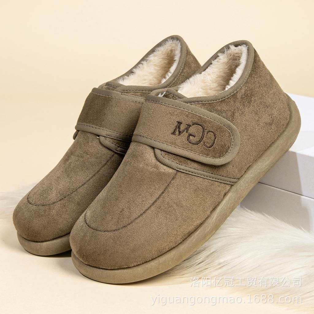 Cotton shoes Velcro thermal boots Cotton boots Fleece thickened snow boots Soft sole comfortable short boots