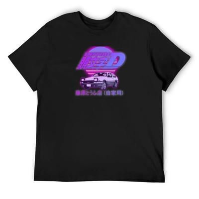 Initial D AE86 RETRO SYNTHWAVE T-Shirt Sweat Koreanische Mode Übergroße T-Shirts für Herren