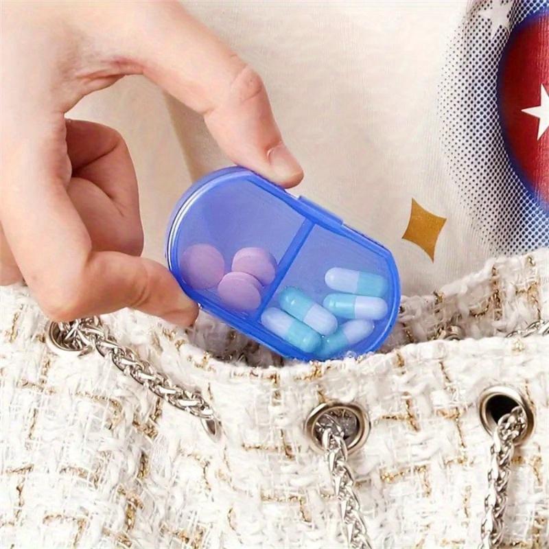 1pc Portable Pocket Pill Case, 2-Compartment Super Compact Plastic Organizer Box For Storing Medicines, Daily Medication & Travel
