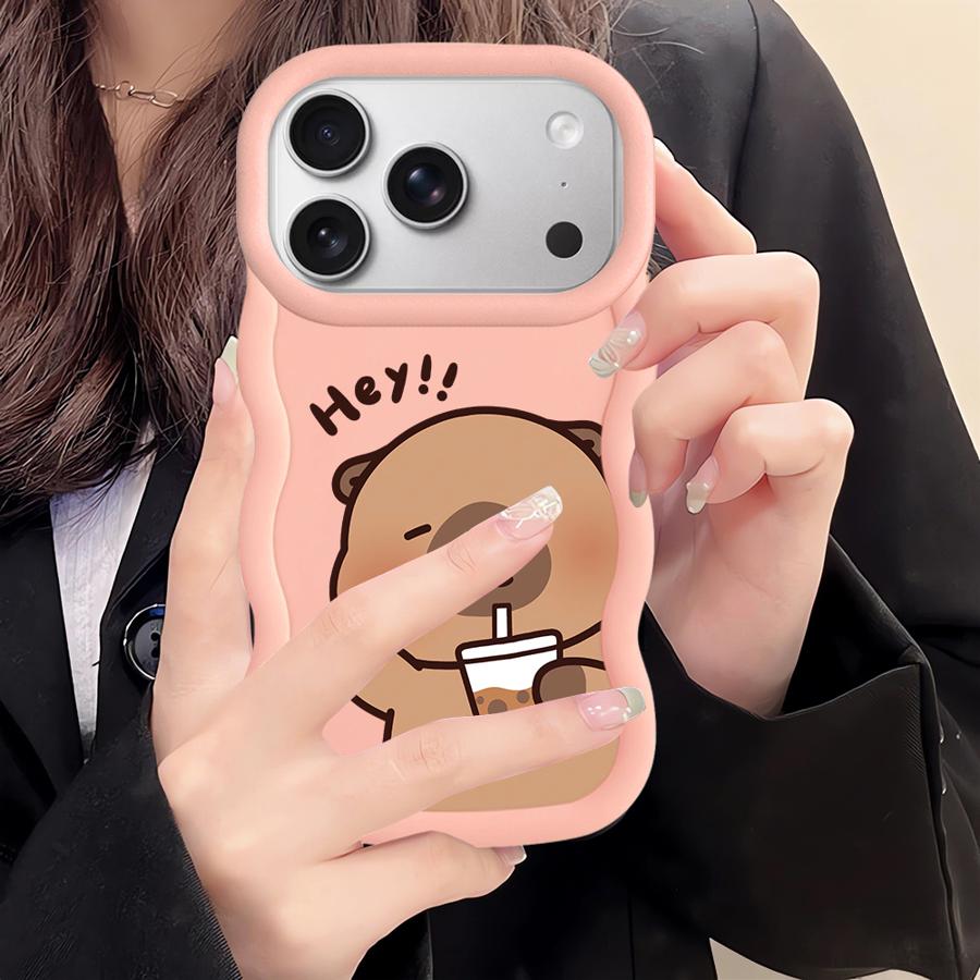 Case for iPhone XR 14 16 Pro Max 12 17 Air 13 11 15 Plus 8 Soft Phone Cover Cute Cartoon Capybara