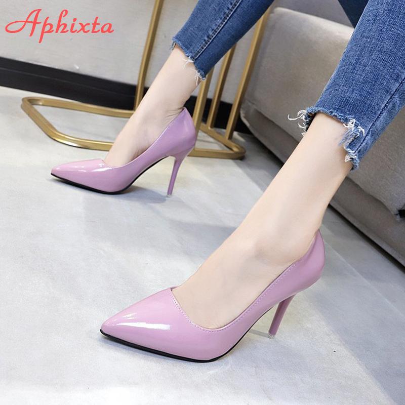 Fashion Aphixta Shoes Woman 7cm Or 10cm High Heel Pumps Red Thin Heels Women Shoes Wedding Party Leisure Nude Super Big Szie 48