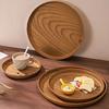 1Pcs New 20/26/32/38cm Imitation Wooden Tray Handmade Plastic Water Cup Tray Round Dishes Plate Home Use
