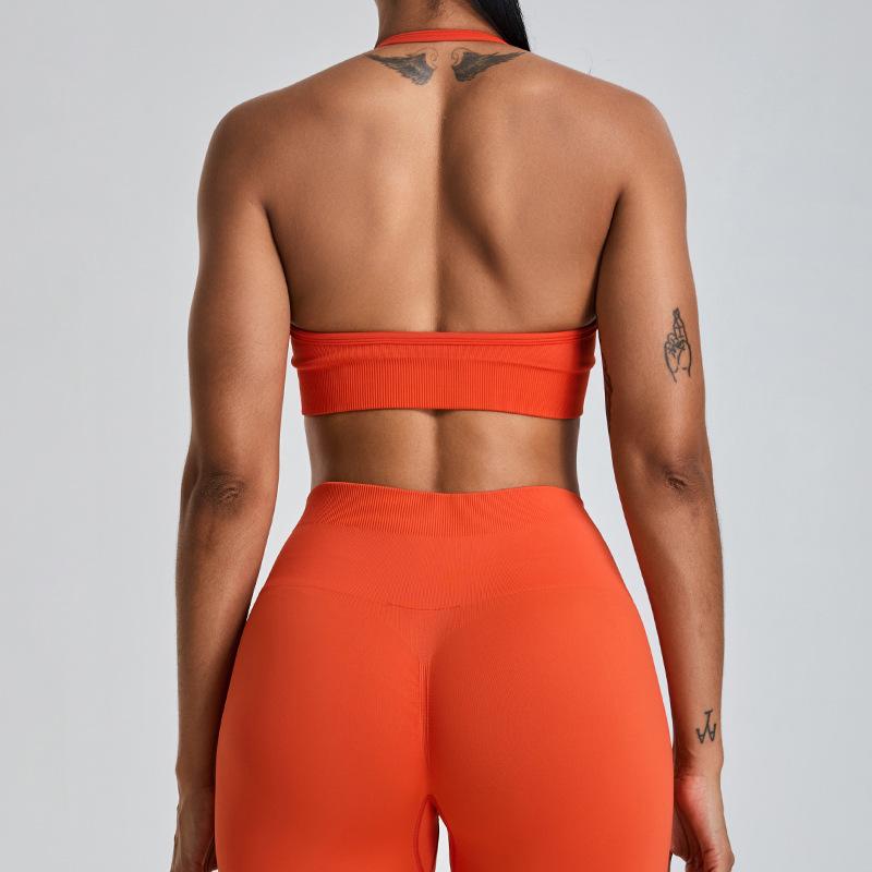 

Новый бесшовный спортивный комплект с подвеской на шее, женский облегающий костюм для йоги с эффектом подтяжки ягодиц, быстросохнущий фитнес-комплект для бега XL