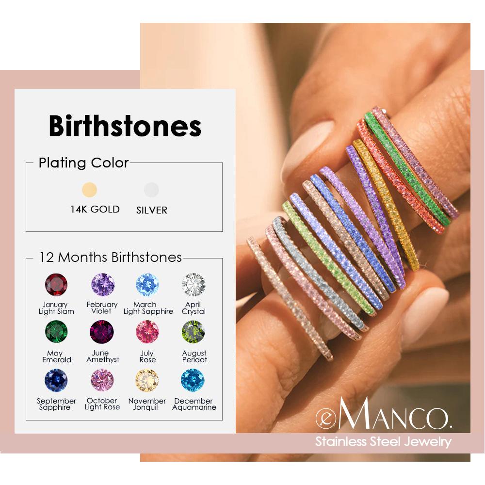 Rhinestone Birthstone Stainless Steel Ring Luxury Jewelry Gift 12 Zodiac Sparkling Rings For Women Wholesale US5/6/7/8