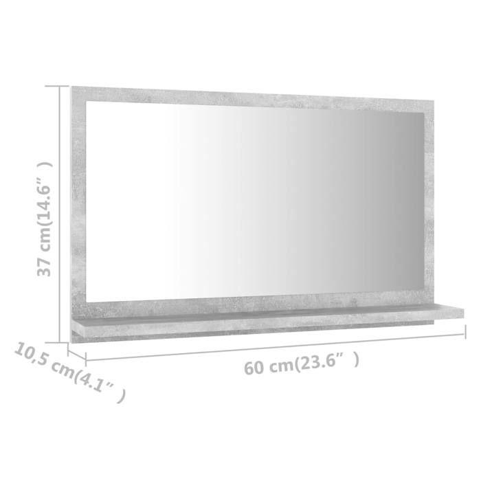 VidaXL Miroir de Salle de Bain Miroir de Maquillage Miroir Mural Décoration Miroir Décoratif Maison Intérieur Gris Béton 804566