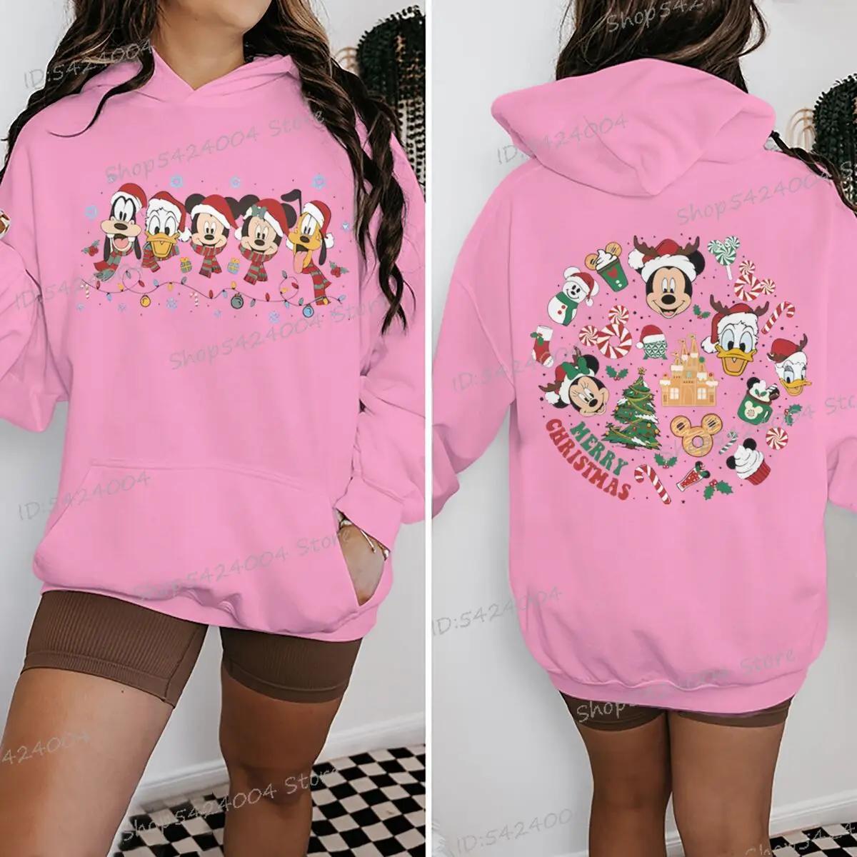 Mickey Friend Christmas Hoodies Women Men Doublesided Print Fun Mickey Mouse Merry Christmas Hoody S