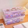 Large Capacity Transparent Storage Box Student Pencil Box Children'S Desktop Storage Box For Pencil Crayon Color Lead Storage