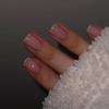 Simple French Silver Glitter Flash Wearing Nail Pieces Hot-selling Naked Pink Short Square Nail Art Fake Nails