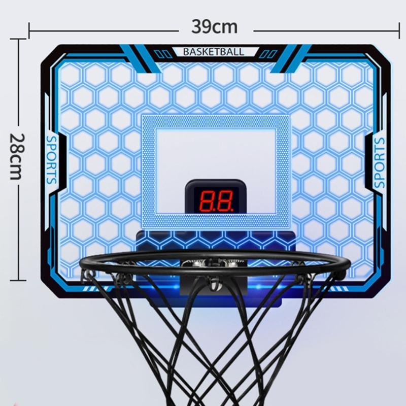 Compacts Indoor Basketball Hoops Remote LED Light Electronic Scoreboard For Bedroom Office Wall Mount Space Saving
