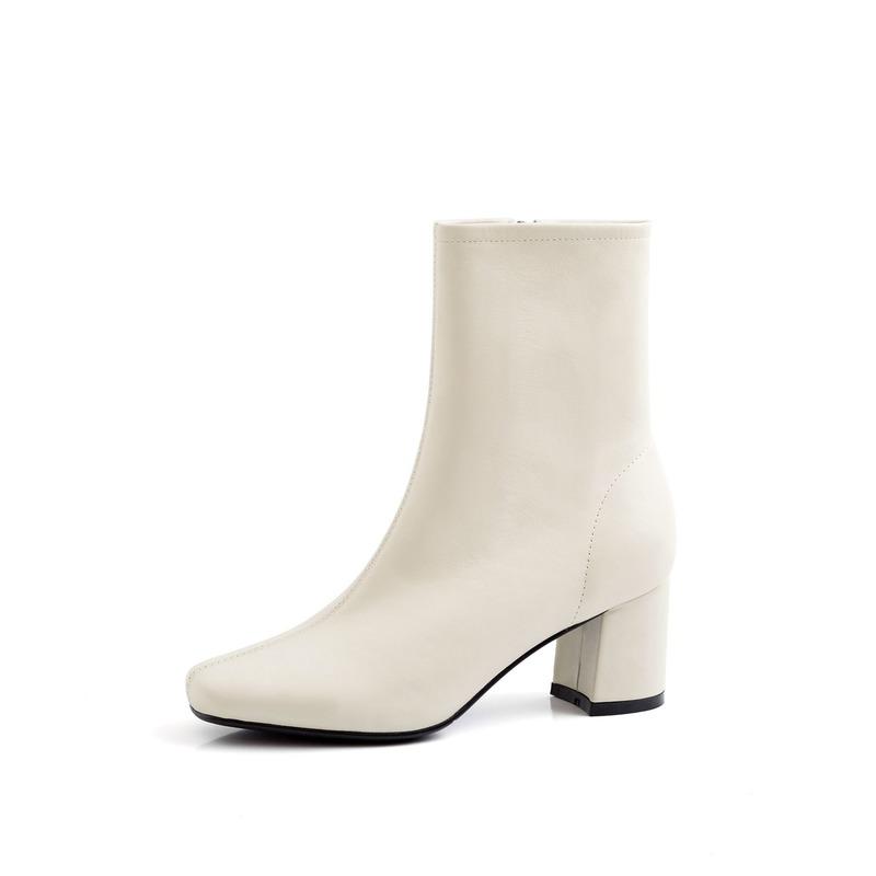 Женские короткие сапоги из воловьей кожи, однотонные ботинки martin на среднем каблуке с боковой молнией, осенне-зимние ботинки martin 40