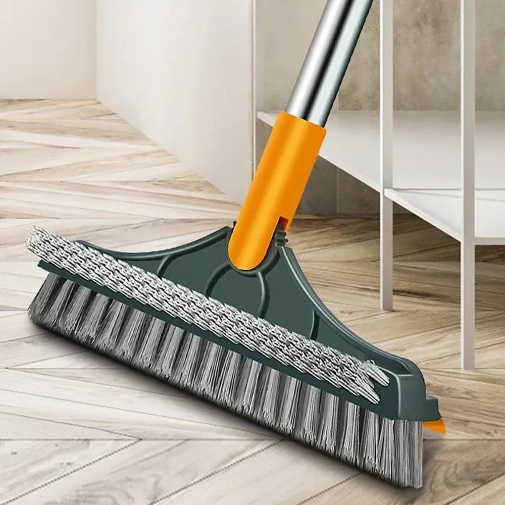 Bathroom Floor Scrub Brush 2 In 1 Cleaning Brush Long Handle Removable Wiper Magic Broom Brush Squeegee Tile Kitchen Cleaning Tools