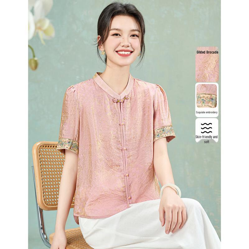 New Chinese Style Embroidered Short Sleeve Cardigan Top 2XL