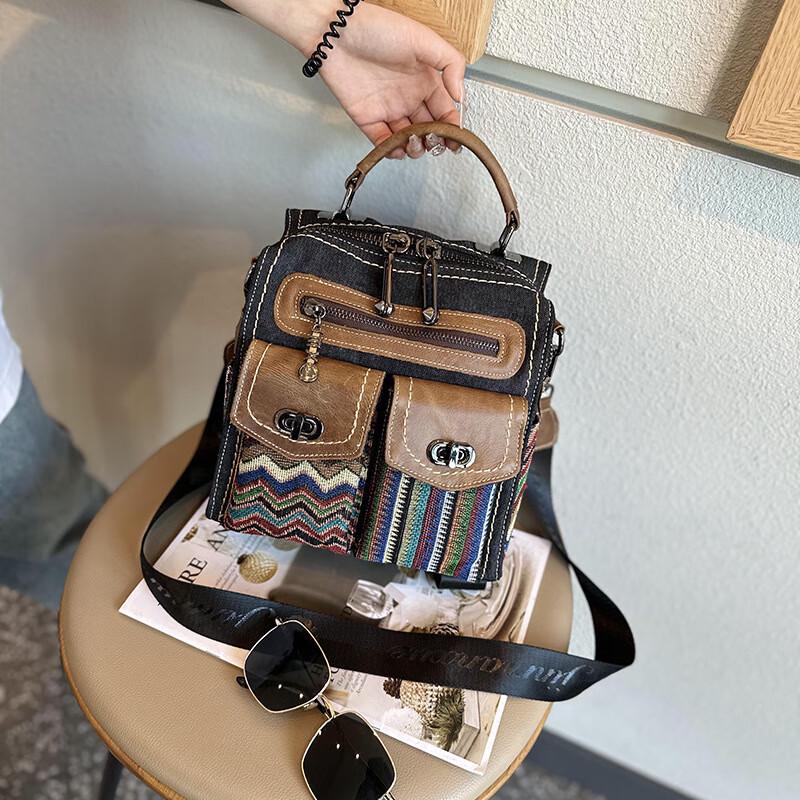 

Cool Walker XDLM Women s Retro Ethnic Denim Backpack Large Capacity