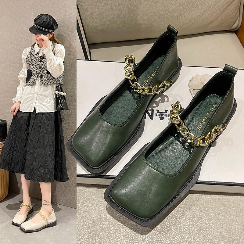 women's outdoor shoes Ladies Casual Loafers british style metal chain design banquet and office 41-43