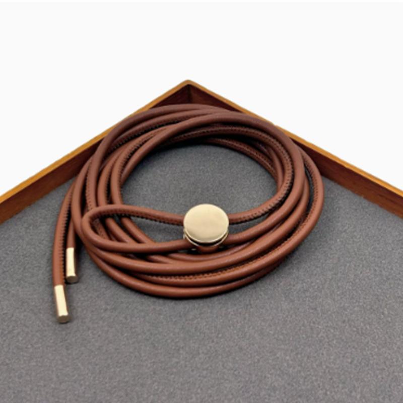 Fashion Solid Color Leather Rope Simple Sweater Coat Decorative Free Size Thin Long Belt Ladies Knot Waist Chain