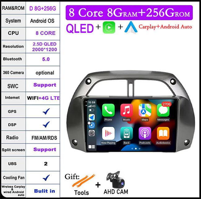 For Toyota RAV4 Rav 4 2001-2006 Android 14 IPS/QLED Car Radio Multimedia Video Player Auto Audio Stereo GPS Carplay
