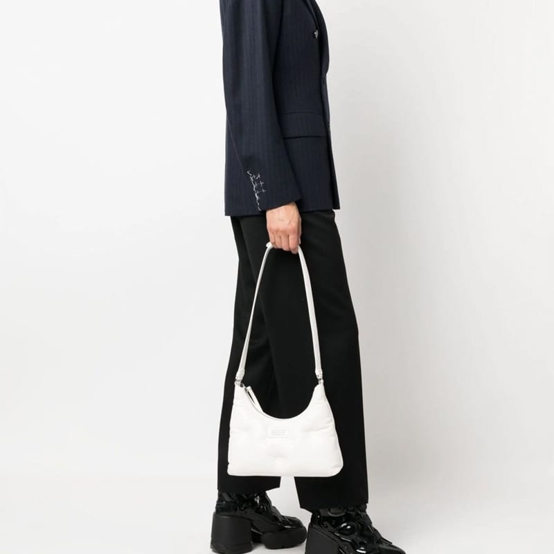 Maison Margiela Lambskin With Calfskin Hobo Bag, Shoulder Bag, Handbag Small Women's White SB3WG0024P4300T1003