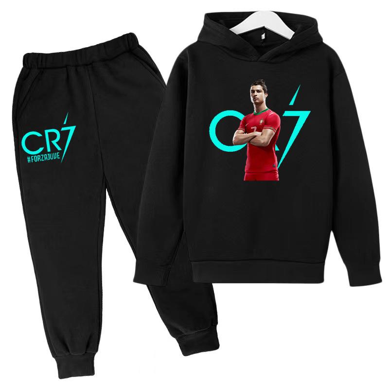 TZWYChildren's Clothing Coat CR7 Brand Casual Competition Sportswear Boys Girls Letter Printed Hoodie/trousers 2P Sports Jogging Set