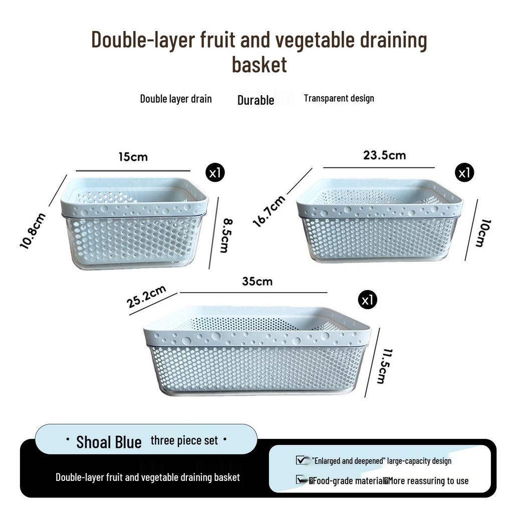 Double-Layer Draining & Storage Basket for Vegetables and Fruits
