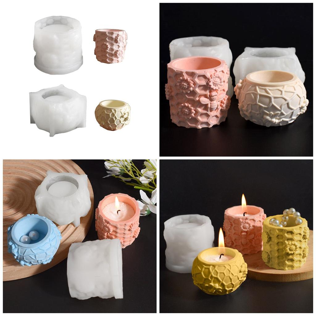 Multifuntional Silicone Mold Honeycomb Theme Storage Box Moulds Suitable for Making Resin or Plaster Candle Holders