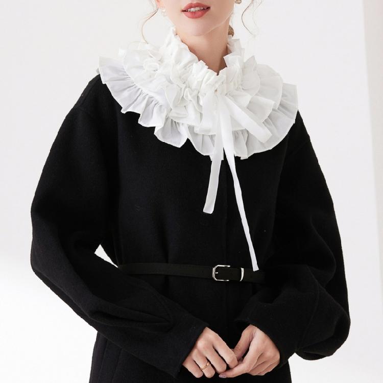 Women Classical Tiered Ruffle Choker False Collar with Ties for Gothic Outfits Victorian Detachable Collar Shawl Cape