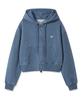 Women'S Washed Crop Zip-Up Hoodie Blue