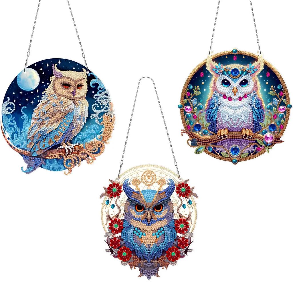 Sunrise Peacock Girl Rhinestone Diamond Art Pendants Diamond Painting Ornaments Diamond Painting Hanging Pendant for Art Crafts