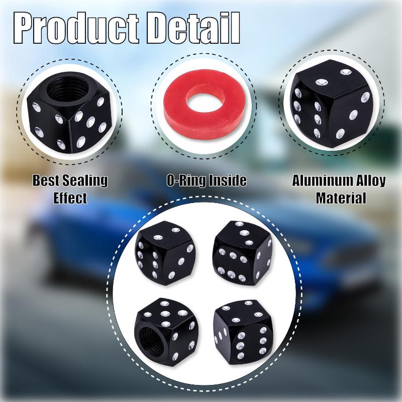 4Pcs Aluminum Alloy Tire Valve Caps Dice Wheel Stem Tyre Tire Wheel Stem Air Valve Dust Cover For Car Truck Motorcycle Bike