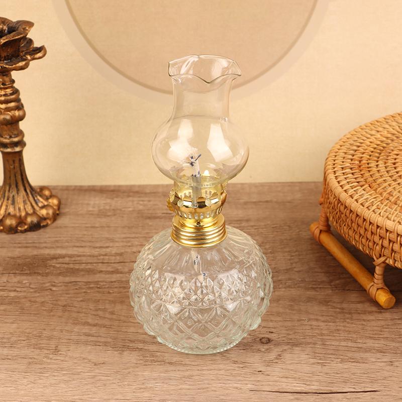 Retro Style Glass Oil Lamp Vintage Kerosene Lamp Antique Oil Lamps For Indoor Use Lamplight Tabletop Emergency Lighting Tool
