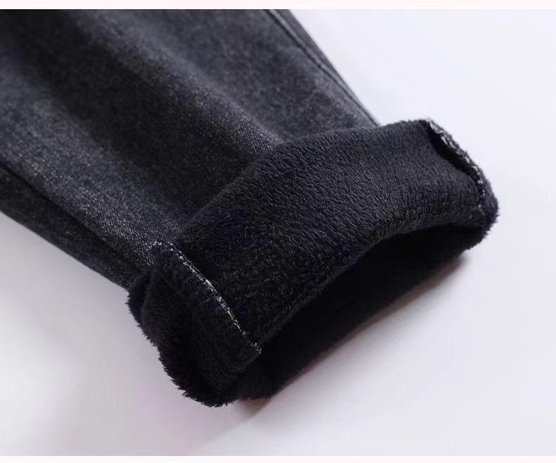 Plus Size Women's Fleece-Lined High Waist Jeans: Slimming, Loose Fit, Wide Hips, Thick Legs, Harem Style.