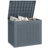 97L Kunststoff Garten Aufbewahrungsbox, Outdoor Aufbewahrungsbox mit Griffen, Wasserdichter Outdoor Aufbewahrungsbehälter, Hellgrau