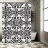 Vintage Damask Shower Curtain Black White Floral Design for Home Decor