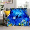 3D Illusion Underwater World Seabed Shark Dolphin Soft Flannel Blanket for Beds Bedroom Sofa Picnic,Throw Blanket Outdoors Gifts