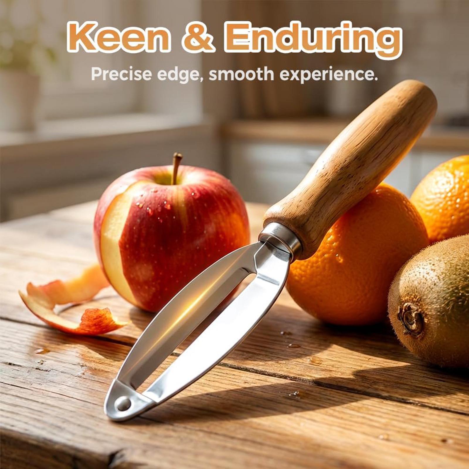 

Multifunctional Kitchen Peeler, New Stainless Steel Kitchen Tool, Suitable For Vegetables Wooden Handle Carrot And Potato Peeler. One Size