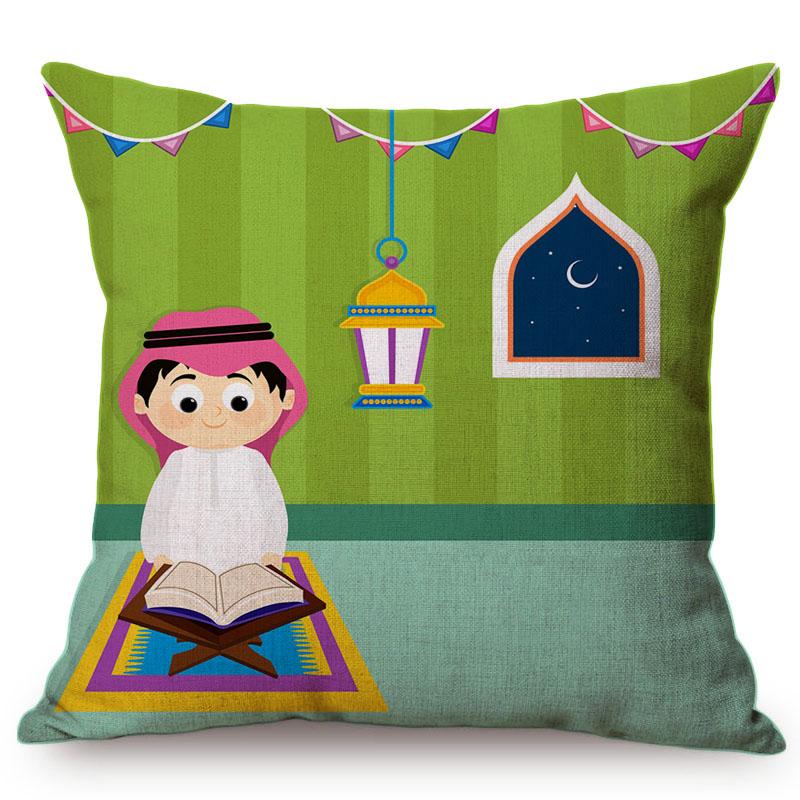 Muslim Child Celebrate Eid Ramadan Necessary Decorative Throw Pillow Case Children Like Room Cartoon Sofa Cushion Cover Cojines